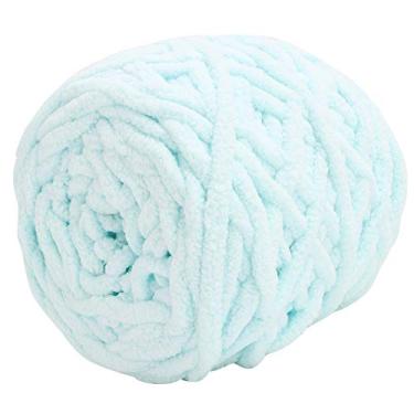 Imagem de Fio grosso tricô fio grosso macio colorido linha trançada única grossa fio para tecelagem cobertor chinelo (azul água)