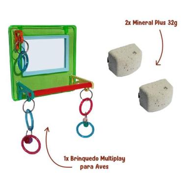 Imagem de Brinquedo Multiplay Diversão c/ Poleiro Espelho Bird Toy + 2 Bloco Min