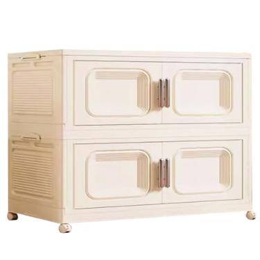 Imagem de Caixas de armazenamento com tampas Caixa de armazenamento de plástico dobrável Caixas de armazenamento empilháveis ​​extra grandes com rodas e portas para roupas