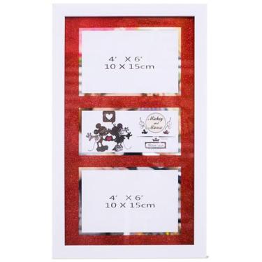 Imagem de Porta Retrato Moldura Branca Para 2 Fotos 10X15cm Mickey e Minnie - Di