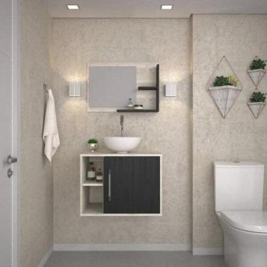 Imagem de Conjunto para Banheiro Gabinete com Cuba Redonda R30 e Espelheira Laur