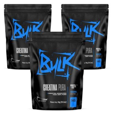 Imagem de Kit 3x Creatina Monohidratada Importada 100% Pura Aprovada 1KG - Bulk 