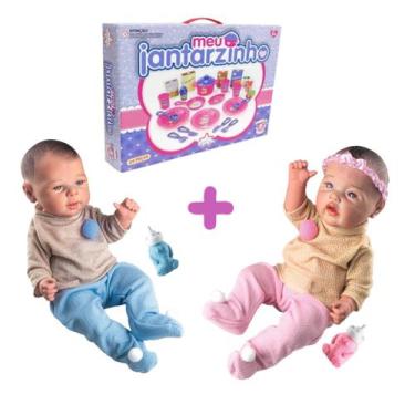 Imagem de Kit Bebê Reborn Menina e Menino Com Meu Jantarzinho - Big Star e Milk 