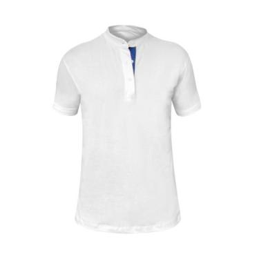 Imagem de Camisa Masculina Gola Padre Básica Algodão Com Elastano Slim - MT Clot