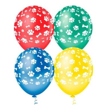 Imagem de Balão Látex Decorado Caninos Sortidos 10" - 25un - Aluá Festas - 4u Fe