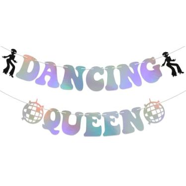 Imagem de Dancing Queen Banner - Mamma Mia Bachelorette Party Decorations, You're the Dancing Queen Bunting Banner, Disco Dancing Themed Bachelorette Bridal Shower Party Decorations Holographic