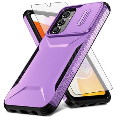 Imagem de Asuwish Capa de telefone para Samsung Galaxy A14/M14 5G com protetor de tela de vidro temperado e capa de câmera deslizante híbrida robusta à prova de choque acessórios para celular A 14 4G 14A 14M G5