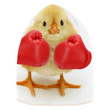 Imagem de Gorro Bege Chapéu de Malha Grossa Masculino Feminino Unissex Lã Macia Ao Ar Livre Engraçado Galinha Amarelo Animal, Bege, tamanho �nico