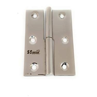 Imagem de ssiskcon 2 dobradiças dobráveis destacáveis, dobradiças dobráveis, dobradiças de 7,6 cm em 75 mm, espelhadas polidas 81,3 cm (629) lado esquerdo (conjunto de 2 com parafusos, Pack of 1, 3" inch Left side, Silver