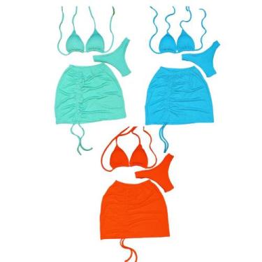 Imagem de Kit 3 Biquíni Com Saia peças Brilhante Premium - Praia - Betanqur, Lar