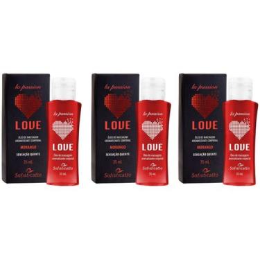 Imagem de Kit 3 Óleo de Massagem Sensação de Quente Beijavel Morango - Sofistica