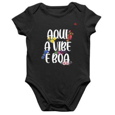 Imagem de Body Bebê Algodão Aqui a vibe é boa - Foca na Moda, Preto, M