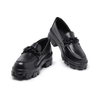 Imagem de Mocassim Feminino Oxford Corrente Confortável Casual  - Tk Moda, Preto