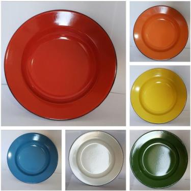 Imagem de Prato Esmaltado Cor Sortido N.22 Metallouça  Kit 6 Unidades