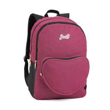 Imagem de Mochila Feminina Just Glitter Coração Feminina Escolar Urbano - Denlex