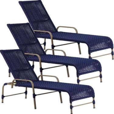 Imagem de 3 Espreguiçadeiras Catar Corda Náutica Mesa Piscina Jardim Trama Origi