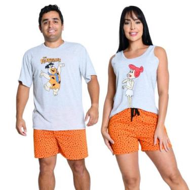 Imagem de Kit 2 Pijamas Casal Verão Malha Premium - Prikéta Pijamas, Os flintsto