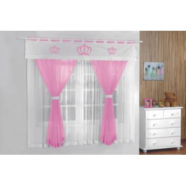 Imagem de Cortina Voil para Quarto Infantil - MFF ENXOVAIS & GUGA, Coroa Rosa