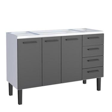 Imagem de Gabinete de Aço Para Pia 140cm Juno/Apolo 4 Gavetas Cozimax Preto