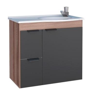 Imagem de Gabinete Para Banheiro Com Pia Margarida Cozimax Tamarindo/Preto