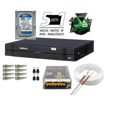 Imagem de Kit Dvr 4 Canais Intelbras Full Hd + Cabo + fonte + Conectores C/Hd 16