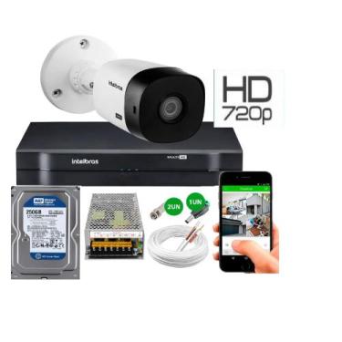 Imagem de Kit Camera Externa Bullet vhc 1120b Hd 720p Dvr Intelbras C/Hd 250GB