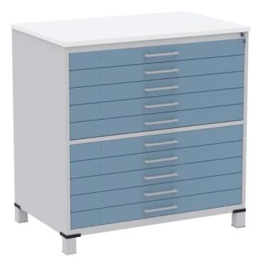 Imagem de Mapoteca 10 Gavetas Pandin 120cm (Larg) Tampo MDP Branco Estrutura Aço