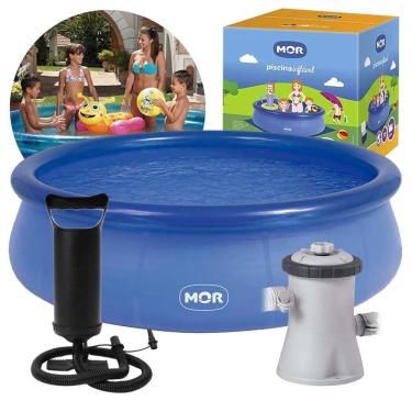 Imagem de Piscina Inflável 3.400 Litros Circular 270cm PVC com Bomba Filtro Azul Mor 110v