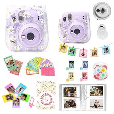 Imagem de WOGOZAN Kit de acessórios para câmera instantânea Fujifilm Instax Mini 11 (capa/álbum de filme fotográfico/espelho de selfie/molduras de fotos/adesivos de fotos e outros) (margarida transparente)