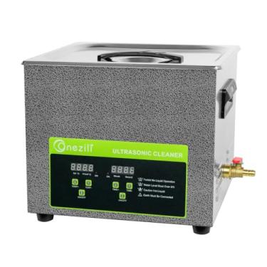 Imagem de ONEZILI Limpador ultrassônico, limpador de carburador ultrassônico de 10 L, 240 W, máquina de limpeza de ultrassom industrial com temporizador de aquecedor de 300 W para limpeza de jatos de