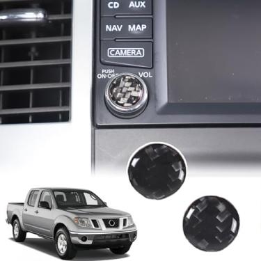 Imagem de Bekantogy Tampa do botão de volume do console central do carro compatível com Nissan Frontier 2009-2017 adesivo de botão de controle de volume de rádio acessórios para interior de carro (preto)
