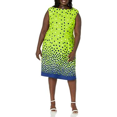 Imagem de London Times Vestido feminino justo e rodado elegante verão coquetel formatura jardim festa casamento convidada, Verde limão/azul marinho, 52