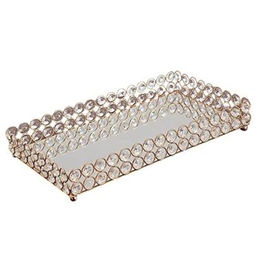 Imagem de Baoblaze Bandeja de maquiagem decorativa para cosméticos espelhados de cristal para armário placa de perfume ornamentada para cômodas - 3, 35x20x5 cm