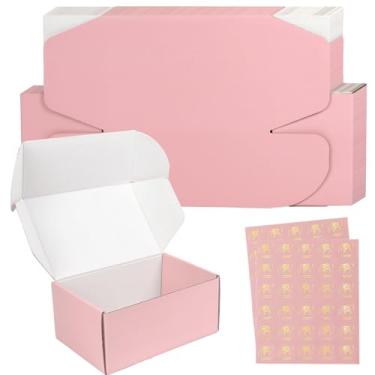 Imagem de DERZIFUN Caixas de Remessa Rosa de 9x6x4", 30 Caixas de Papelão Ondulado para Correspondência, Caixas de Embalagem de Remessa de Gradientes para Pequenas Empresas, Caixas de Presen (9X6X4 Polegadas -