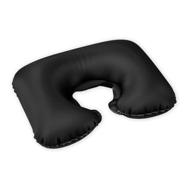 Imagem de Almofada Descanço De Pescoço Inflável Confortável Lisa Para Viagem (Almofada de Pescoça Preta)