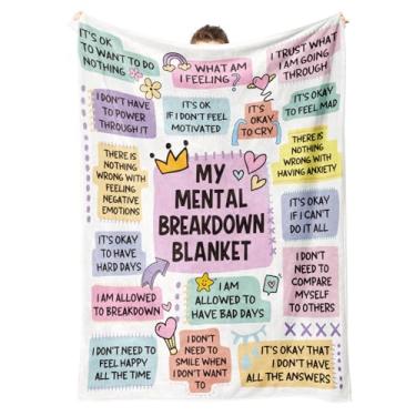 Imagem de Craftique Cobertor My Mental Breakdown, saúde mental/presentes inspiradores para mulheres e homens, presentes de conselheiro de saúde mental, afirmações diárias, alívio do estresse/presentes de amor