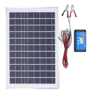 Imagem de Kit de Painel Solar 50W 18V Com Controlador de Carga à Prova D'água MPPT Com Braçadeira de Bateria para Trailer de Barco RV Externo, Kit de Controlador de Carga de Painel Solar e