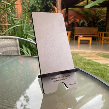 Imagem de Porta Celular Suporte em MDF - Com gravação a laser - Creme Salmos - G