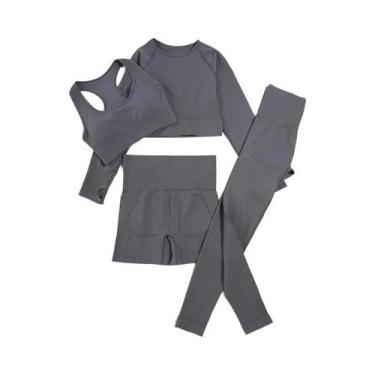 Imagem de Conjunto de Yoga Sem Costura Feminino - Roupas de Ginástica e Fitness,