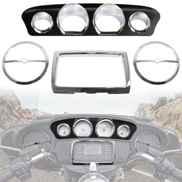 Imagem de VEISUTOR Kit de Acabamento de Carenagem Interna para Painéis para Street Glide 2014-2018, Capa Cromada para Medidor de Velocímetro para Harley Electra Glide Street Glide Ultra Limi (Preto)