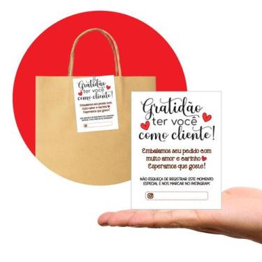 Imagem de Tag Cartão de Agradecimento  Pacote com 100 Peças  Tam. 7,5 x 10,5 cm 