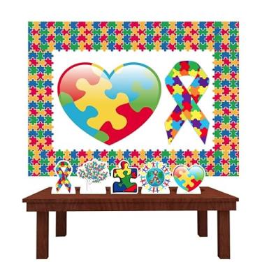 Imagem de Kit Decoração Festa de Aniversário Infantil Painel + Displays Autismo