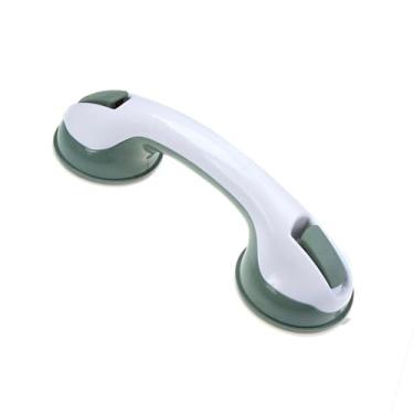 Imagem de Kit 2 Barra De Apoio Com Ventosa Para Idosos Gestante Banheiro Deficientes Alça Portátil De Sucção Box Corrimao Resistente Segurança No Banho Chuveiro Banheira Vaso Sanitário (1, Branco Com Verde)