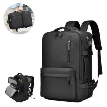 Imagem de Mochila Expansível 42L Impermeável USB Leve Para Viagem Negócios Cabin