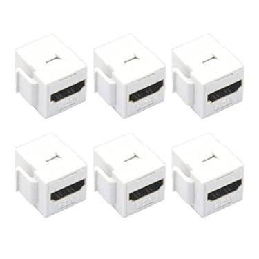 Imagem de VCE Keystone Jack pacote com 6, acoplador adaptador HDMI fêmea para fêmea 4K para placa de parede Keystone, branco