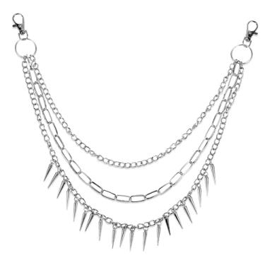 Imagem de Corrente para calças, corrente Mabor em camadas para calças, prata, gótico, motociclista, carteira, rebite, borla, acessórios para mulheres e homens (1 peça)