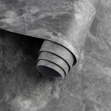 Imagem de Papel de parede de mármore cinza escuro para contato de granito fosco cinza 40,6 cm x 299,7 cm papel de vinil autoadesivo e removível à prova d'água para cozinha, bancadas, paredes e pisos, etc.