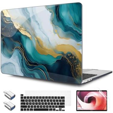 Imagem de TWOLSKOO Compatível com MacBook Pro 13 polegadas 2023-2016 A2338 M2/M1 A2251 A2289 A2159 A1989 A1706, capa rígida de plástico, película de teclado e protetor de tela, mármore grafite