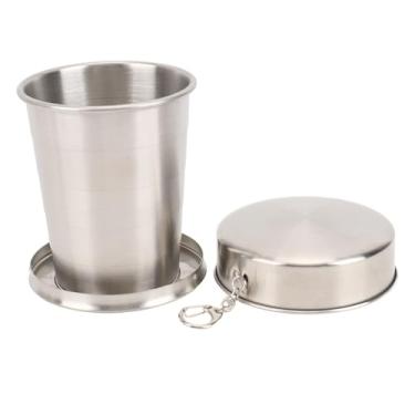 Imagem de Copo Dobrável de Aço Inoxidável, Copo de Aba de Acampamento Seguro Feito de Aço Inoxidável, Praticamente Portátil para Caminhada (450ml)