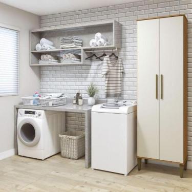 Imagem de Lavanderia Modulada Recife 2 Pts 5 Prateleiras Kaiki Móveis Nature Com